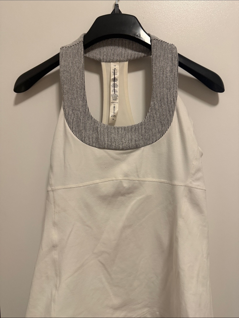 lululemon athletica White Tank with Gray Ribbed Neckline